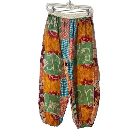Kantha Blinkbuy Jogger Pants Multicolor Small to Large Boho Kantha Patchwork New - Picture 2 of 7